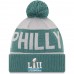 Men's Philadelphia Eagles New Era Gray/Midnight Green Super Bowl LII Champions Philly Cuffed Knit Hat with Pom 3095900
